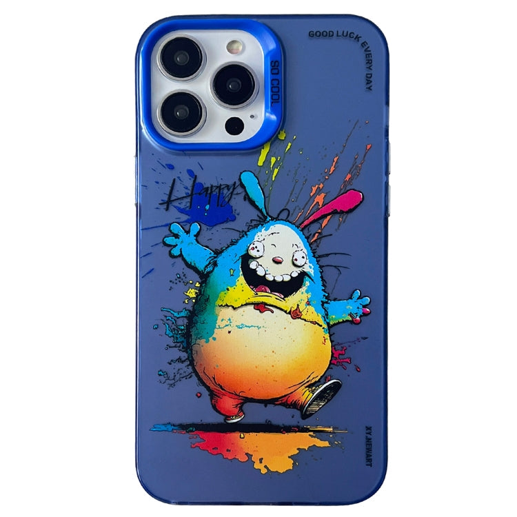 Double Layer Color Silver Series Animal Oil Painting Phone Case, For iPhone 14 Pro Max