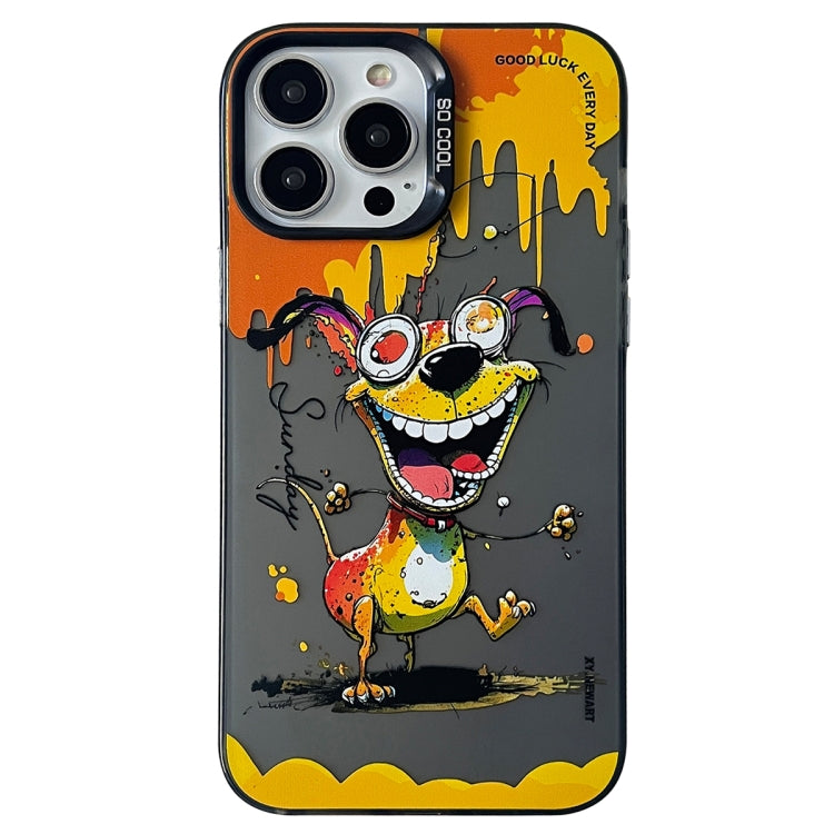 Double Layer Color Silver Series Animal Oil Painting Phone Case, For iPhone 14 Pro Max