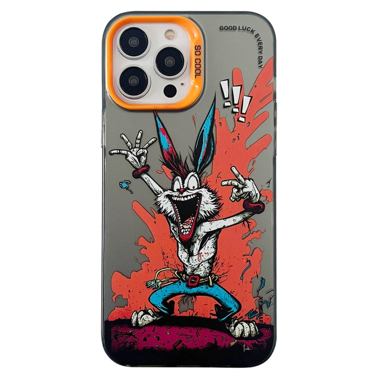 Double Layer Color Silver Series Animal Oil Painting Phone Case, For iPhone 13 Pro