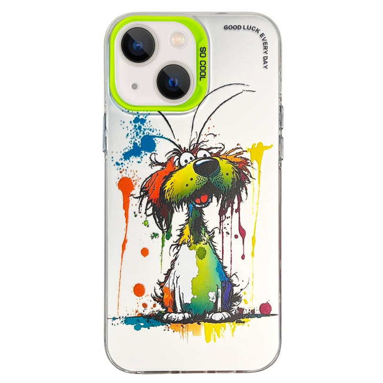 Double Layer Color Silver Series Animal Oil Painting Phone Case, For iPhone 13
