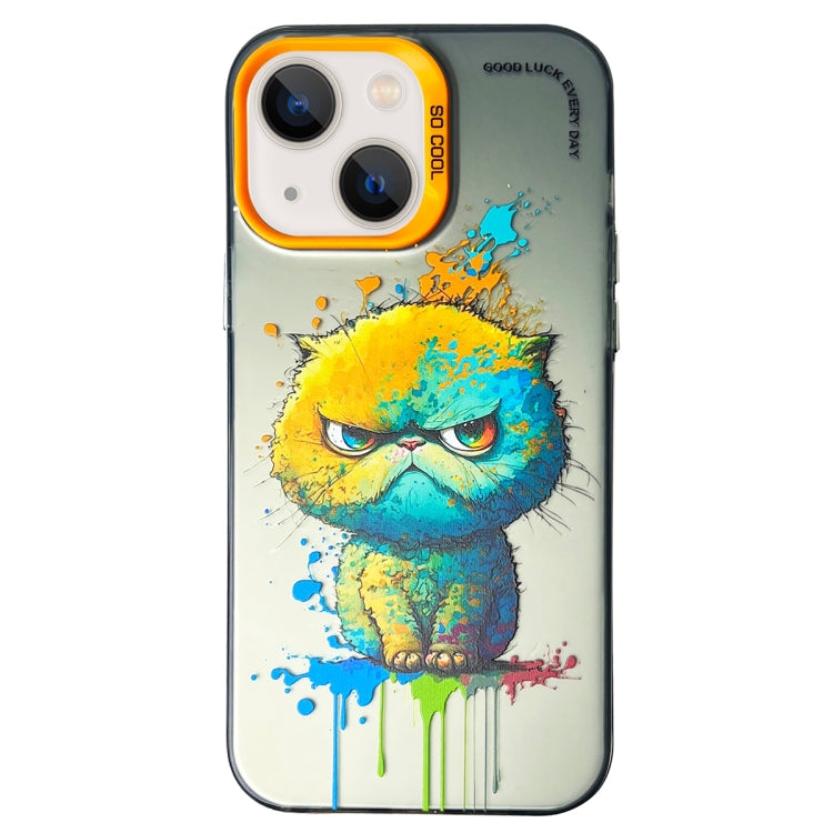 Double Layer Color Silver Series Animal Oil Painting Phone Case, For iPhone 13