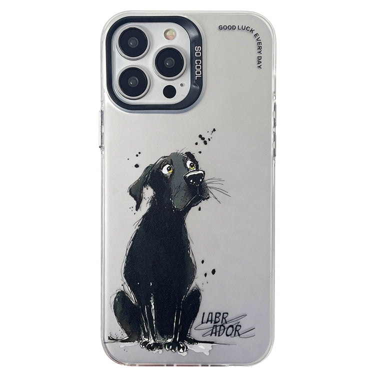 Double Layer Color Silver Series Animal Oil Painting Phone Case, For iPhone 12 Pro Max