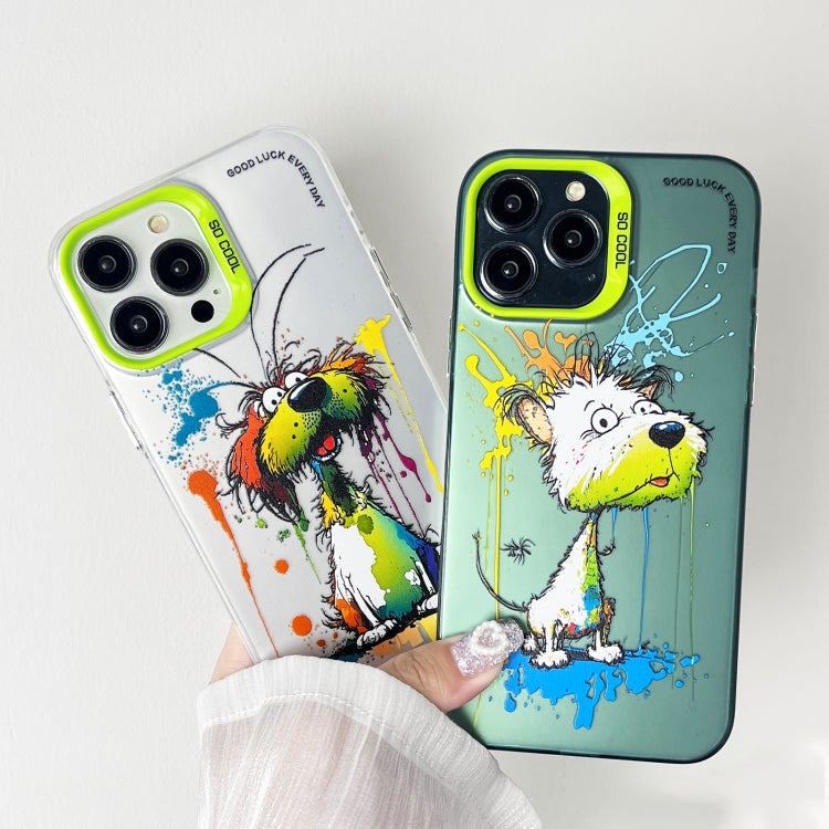Double Layer Color Silver Series Animal Oil Painting Phone Case, For iPhone 12 Pro Max
