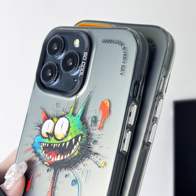 Double Layer Color Silver Series Animal Oil Painting Phone Case, For iPhone 13 Pro