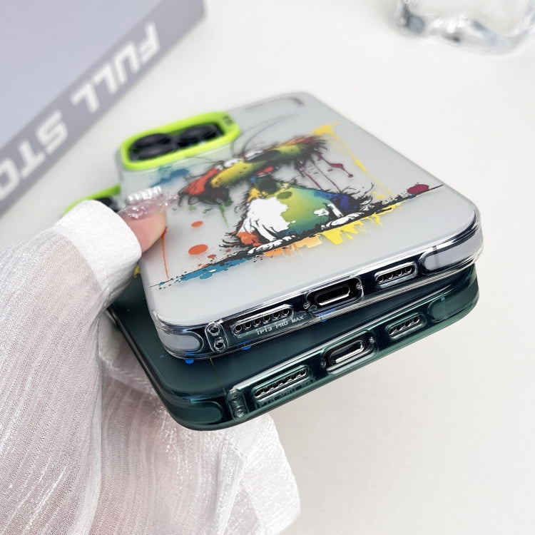 Double Layer Color Silver Series Animal Oil Painting Phone Case, For iPhone 11