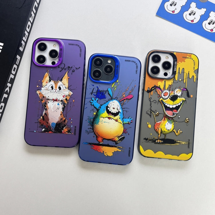 Double Layer Color Silver Series Animal Oil Painting Phone Case, For iPhone 12