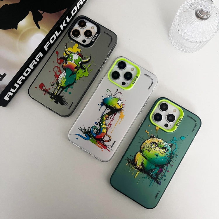 Double Layer Color Silver Series Animal Oil Painting Phone Case, For iPhone 12