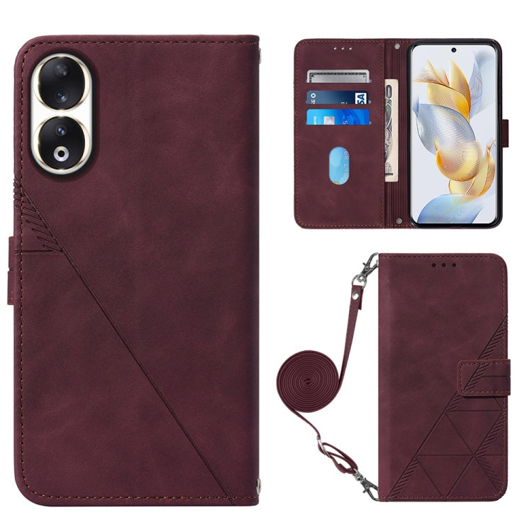 Crossbody 3D Embossed Flip Leather Phone Case, For Honor 90, For Honor Magic5 Pro