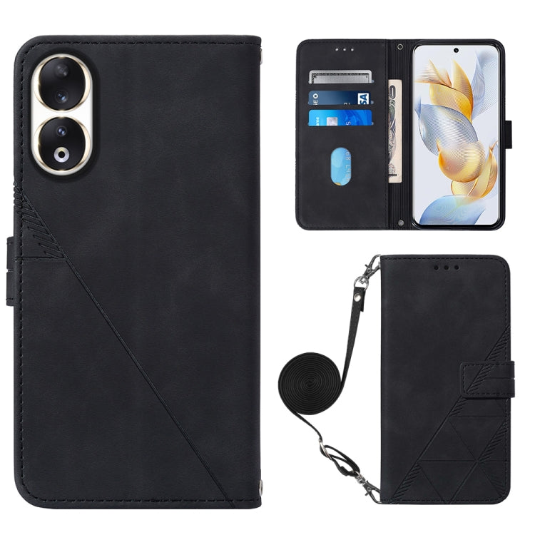 Crossbody 3D Embossed Flip Leather Phone Case, For Honor 90, For Honor Magic5 Pro