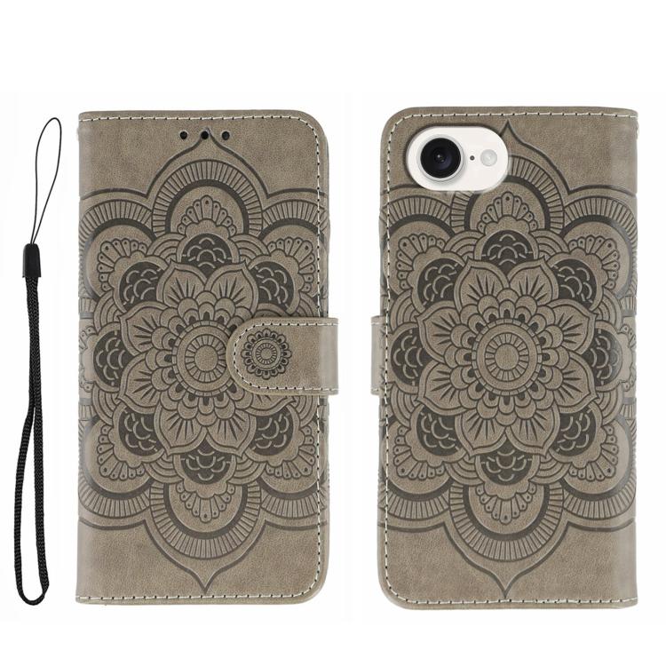 Sun Mandala Embossing Leather Phone Case, For iPhone 16e / 17e, For iPhone 17 Pro Max, For iPhone 17 Pro