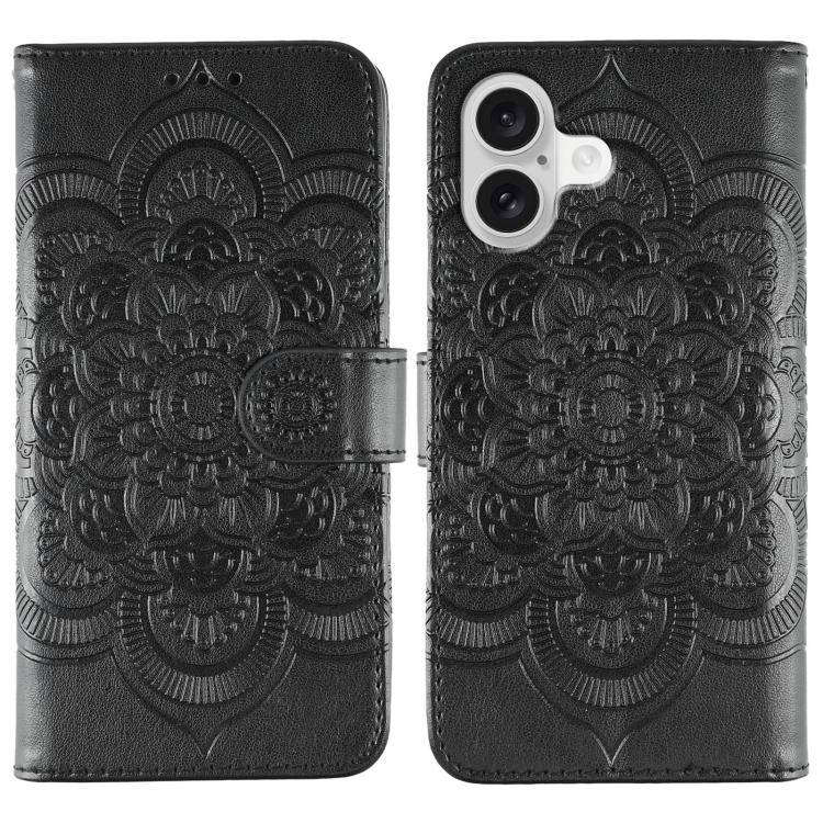 Sun Mandala Embossing Leather Phone Case, For iPhone 17, For iPhone Air, For iPhone 15 Pro Max