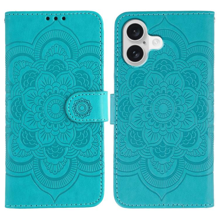 Sun Mandala Embossing Leather Phone Case, For iPhone 17, For iPhone Air, For iPhone 15 Pro Max