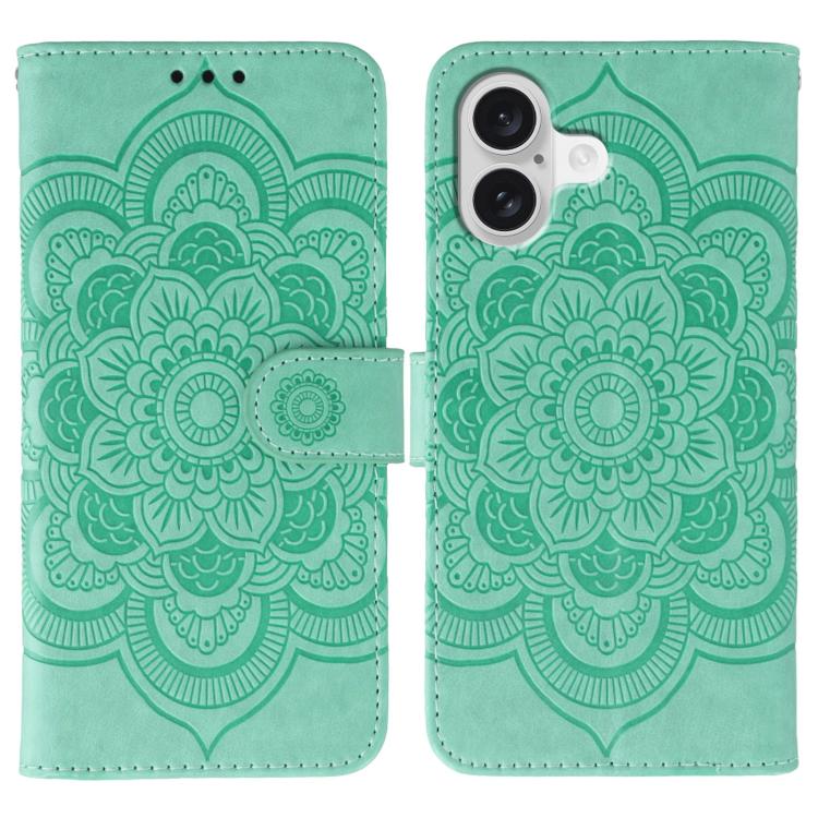 Sun Mandala Embossing Leather Phone Case, For iPhone 17, For iPhone Air, For iPhone 15 Pro Max