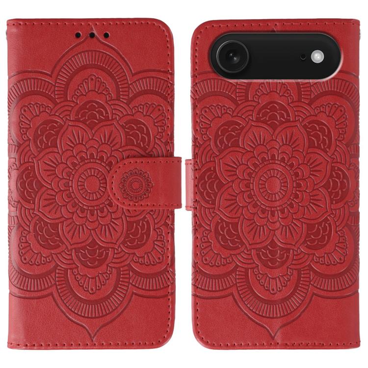 Sun Mandala Embossing Leather Phone Case, For iPhone 17, For iPhone Air, For iPhone 15 Pro Max