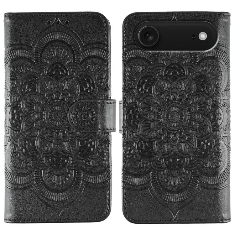 Sun Mandala Embossing Leather Phone Case, For iPhone 17, For iPhone Air, For iPhone 15 Pro Max