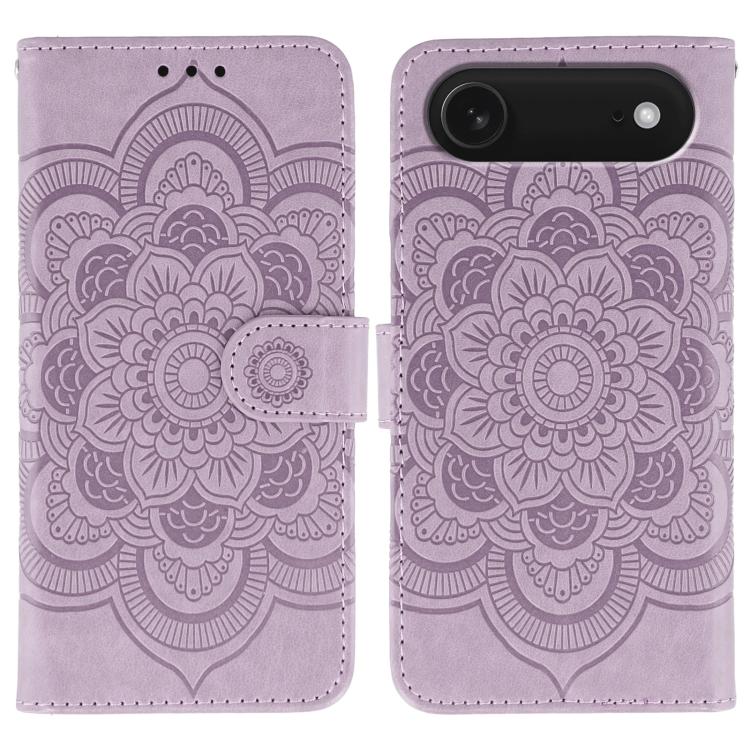 Sun Mandala Embossing Leather Phone Case, For iPhone 17, For iPhone Air, For iPhone 15 Pro Max