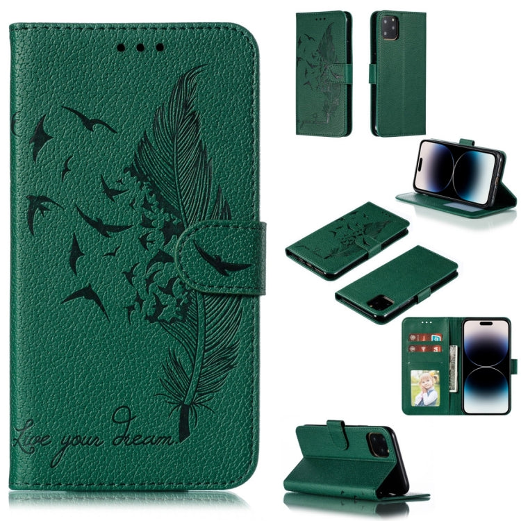 Feather Pattern Litchi Texture Leather Phone Case, For iPhone 15 Pro Max, For iPhone 15 Pro, For iPhone 15 Plus, For iPhone 15