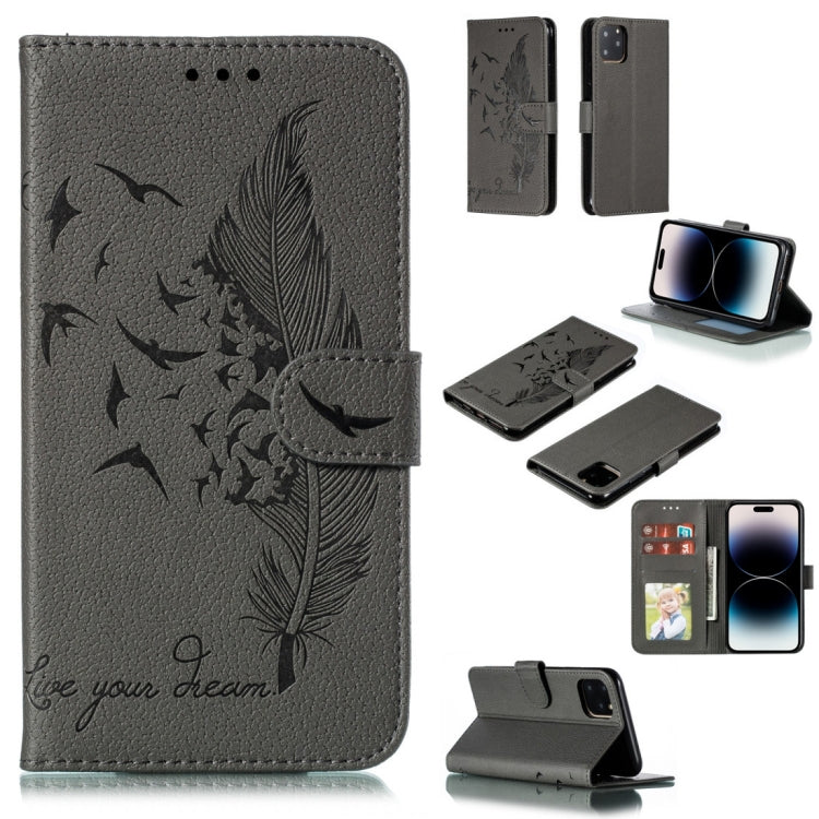 Feather Pattern Litchi Texture Leather Phone Case, For iPhone 15 Pro Max, For iPhone 15 Pro, For iPhone 15 Plus, For iPhone 15