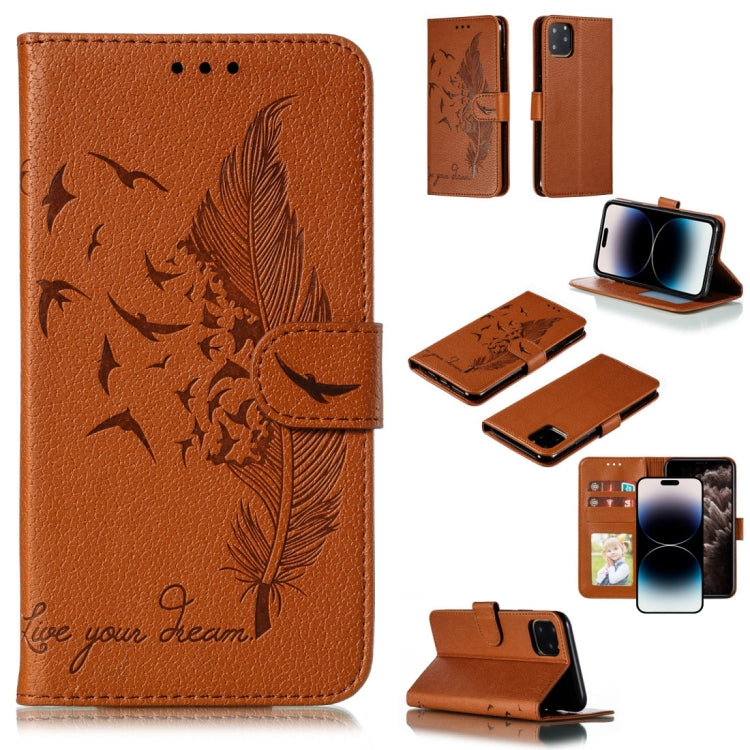 Feather Pattern Litchi Texture Leather Phone Case, For iPhone 15 Pro Max, For iPhone 15 Pro, For iPhone 15 Plus, For iPhone 15