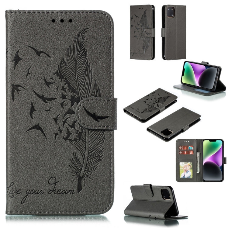 Feather Pattern Litchi Texture Leather Phone Case, For iPhone 15 Pro Max, For iPhone 15 Pro, For iPhone 15 Plus, For iPhone 15