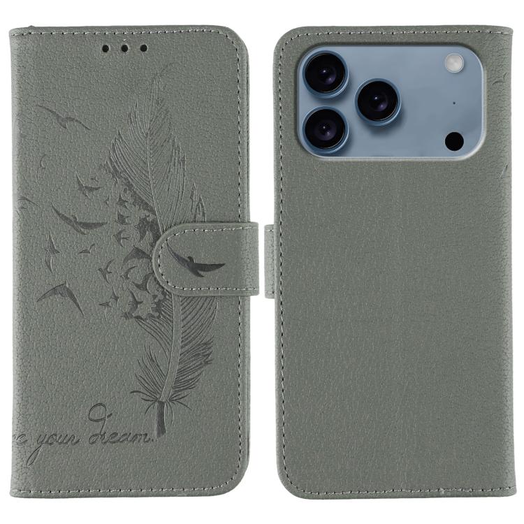 Feather Pattern Litchi Texture Leather Phone Case, For iPhone 17 Pro Max, For iPhone 17 Pro, For iPhone 17, For iPhone Air