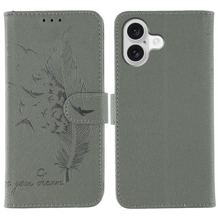 Feather Pattern Litchi Texture Leather Phone Case, For iPhone 17 Pro Max, For iPhone 17 Pro, For iPhone 17, For iPhone Air