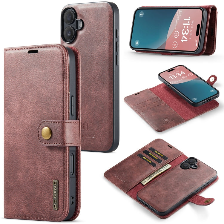DG.MING Crazy Horse Texture Detachable Magnetic Leather Phone Case, For iPhone 16, For iPhone 15 Pro Max, For iPhone 15 Pro, For iPhone 15 Plus