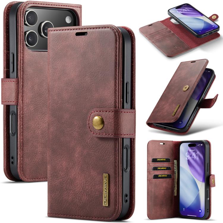 DG.MING Crazy Horse Texture Detachable Magnetic Leather Phone Case, For iPhone 17e / 16e, For iPhone 17 Pro Max, For iPhone 17 Pro, For iPhone 17