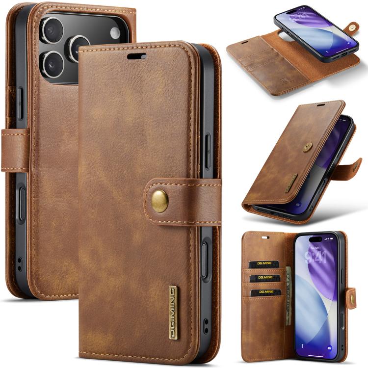 DG.MING Crazy Horse Texture Detachable Magnetic Leather Phone Case, For iPhone 17e / 16e, For iPhone 17 Pro Max, For iPhone 17 Pro, For iPhone 17