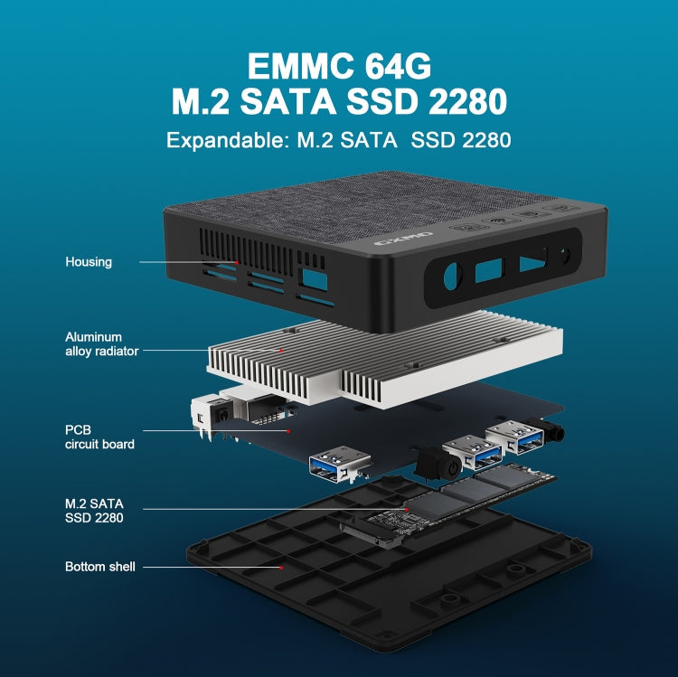 GXMO N42 Windows 11 Intel Gemini Lake N4000 Mini PC NVME SSD WiFi Mini Desktop Computer, 6GB+64GB, 6GB+64GB+256GB