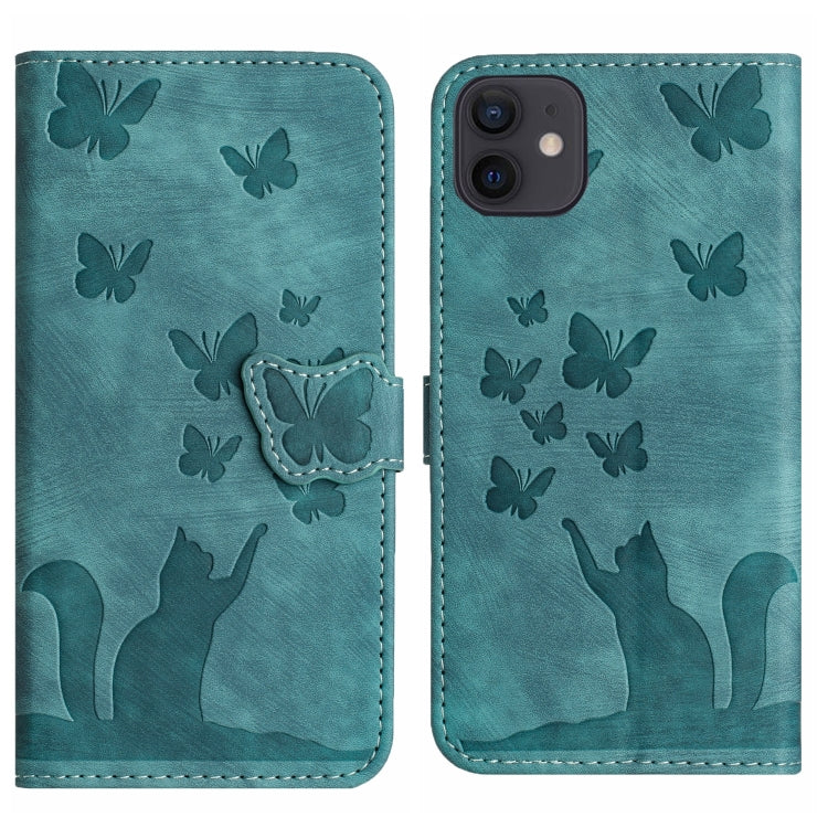 Butterfly Cat Embossing Flip Leather Phone Case, For iPhone 13 mini, For iPhone 12 / 12 Pro, For iPhone 12 Pro Max, For iPhone 12 mini