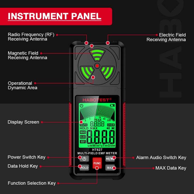 HABOTEST HT627 Electromagnetic Radiation Detector, HT627