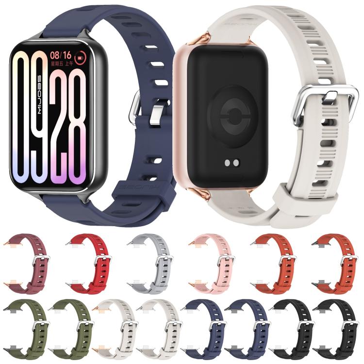 Mijobs Flat Hole Breathable Silicone Watch Band, For Redmi Watch 6 / 5 / Xiaomi Band 9 Pro