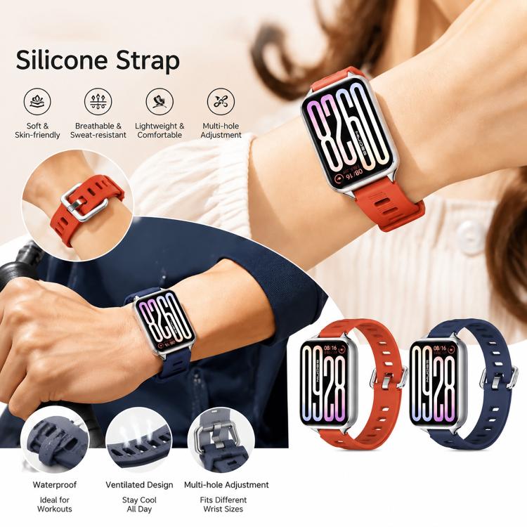 Mijobs Flat Hole Breathable Silicone Watch Band, For Redmi Watch 6 / 5 / Xiaomi Band 9 Pro