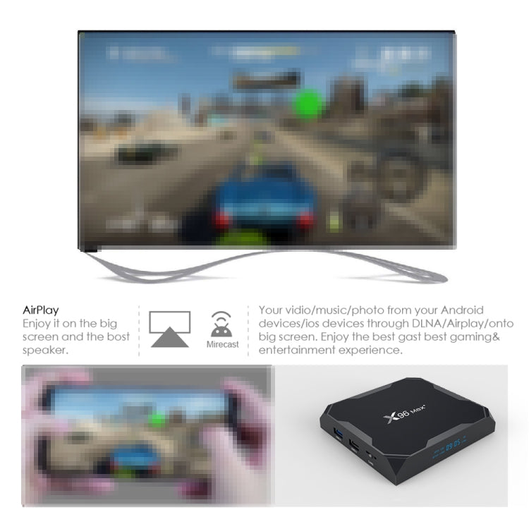 X96 max+ 4K Smart TV Box, Android 9.0, Amlogic S905X3 Quad-Core Cortex-A55,4GB+64GB, Support LAN, AV, 2.4G/5G WiFi, USBx2,TF Card,, EU Plug, UK Plug, AU Plug