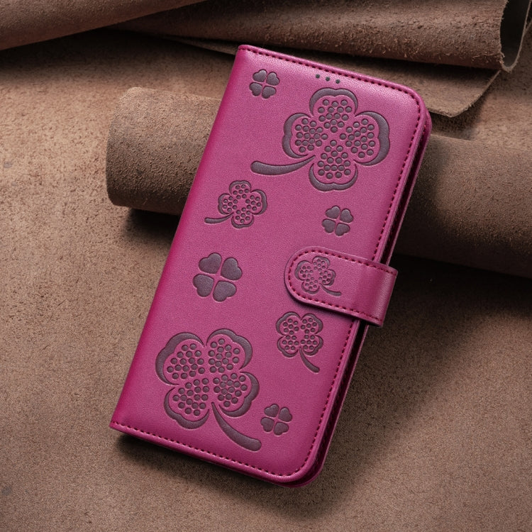 Four-leaf Embossed Leather Phone Case, For iPhone 16 Pro Max, For iPhone 16 Pro, For iPhone 16 Plus, For iPhone 16
