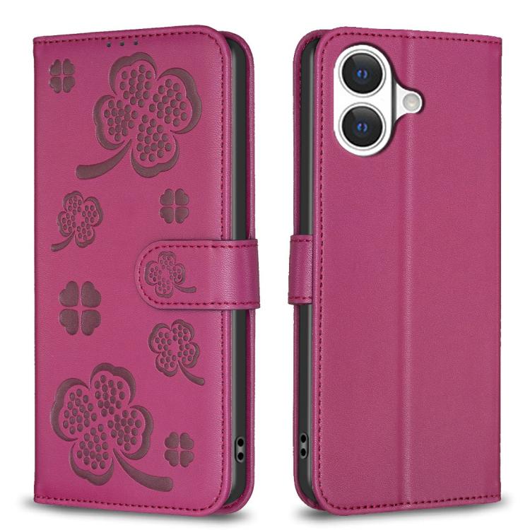 Four-leaf Embossed Leather Phone Case, For iPhone 17 Pro Max, For iPhone 17 Pro, For iPhone 17, For iPhone Air