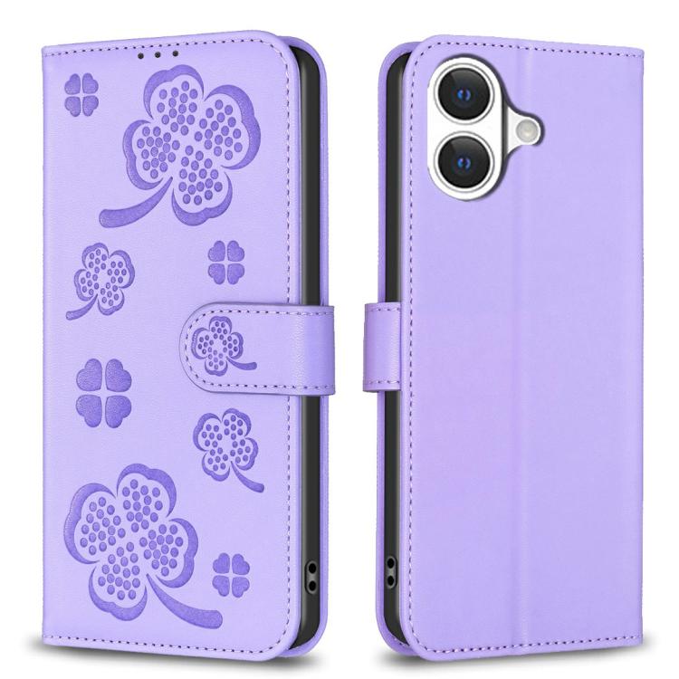 Four-leaf Embossed Leather Phone Case, For iPhone 17 Pro Max, For iPhone 17 Pro, For iPhone 17, For iPhone Air