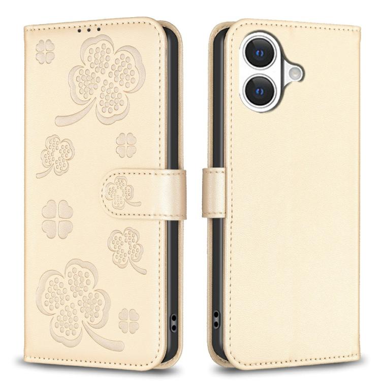 Four-leaf Embossed Leather Phone Case, For iPhone 17 Pro Max, For iPhone 17 Pro, For iPhone 17, For iPhone Air