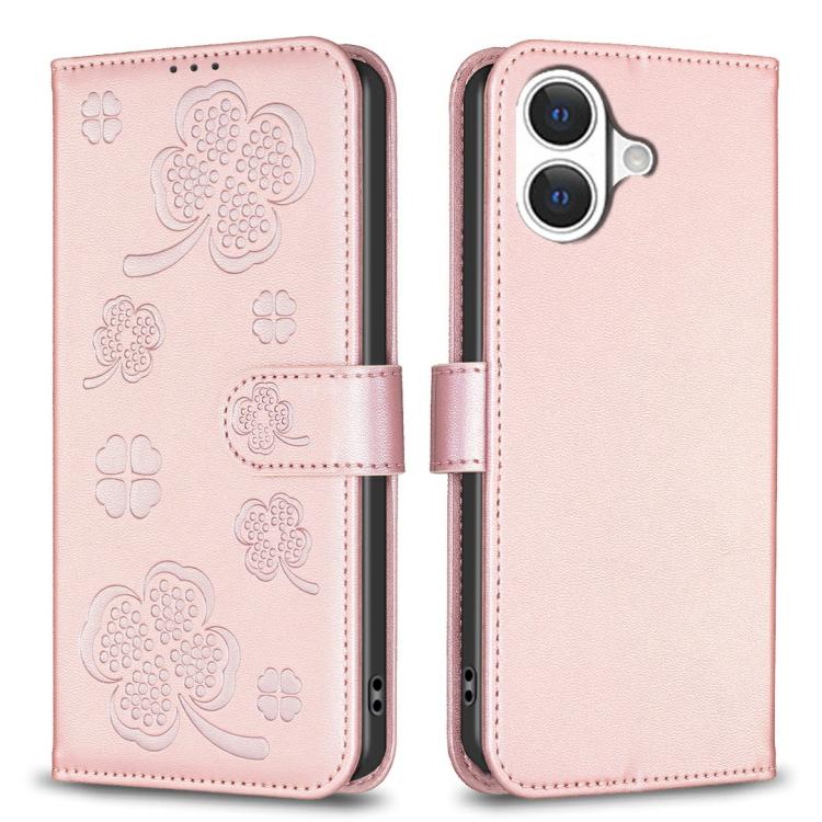 Four-leaf Embossed Leather Phone Case, For iPhone 17 Pro Max, For iPhone 17 Pro, For iPhone 17, For iPhone Air