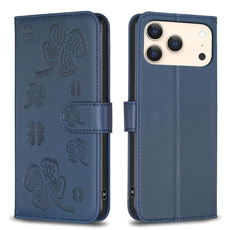 Four-leaf Embossed Leather Phone Case, For iPhone 17 Pro Max, For iPhone 17 Pro, For iPhone 17, For iPhone Air