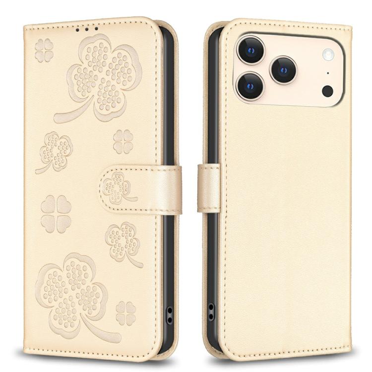 Four-leaf Embossed Leather Phone Case, For iPhone 17 Pro Max, For iPhone 17 Pro, For iPhone 17, For iPhone Air
