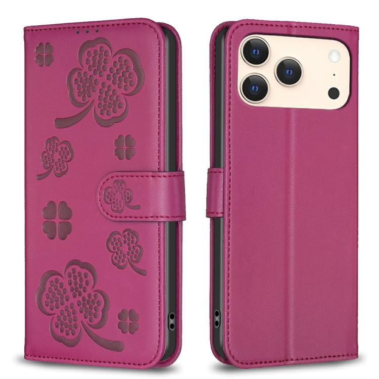 Four-leaf Embossed Leather Phone Case, For iPhone 17 Pro Max, For iPhone 17 Pro, For iPhone 17, For iPhone Air