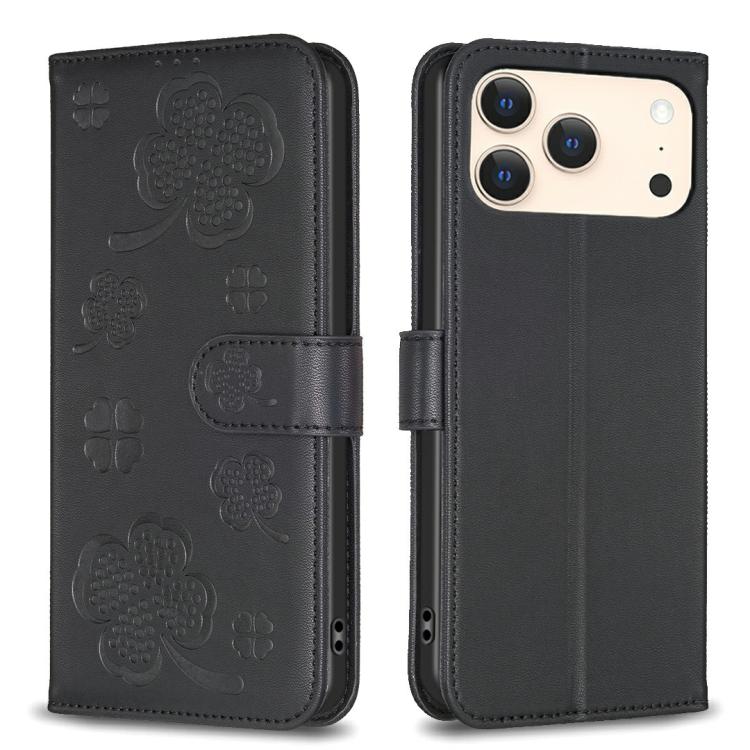 Four-leaf Embossed Leather Phone Case, For iPhone 17 Pro Max, For iPhone 17 Pro, For iPhone 17, For iPhone Air