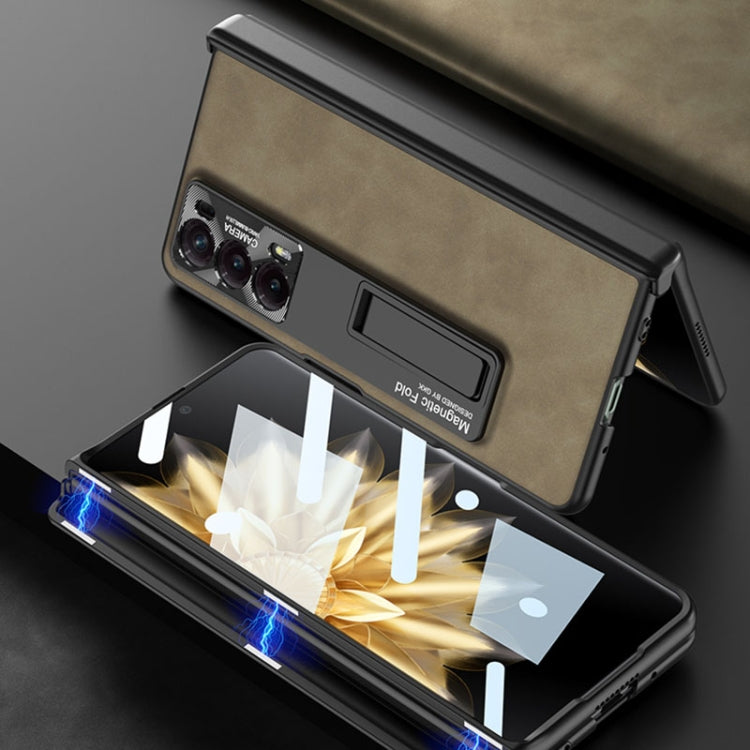 GKK Integrated Frosted Fold Hinge Leather Phone Case with Holder, For Honor Magic V2, For Honor Magic VS