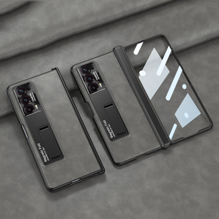 GKK Integrated Frosted Fold Hinge Leather Phone Case with Holder, For Honor Magic V2, For Honor Magic VS