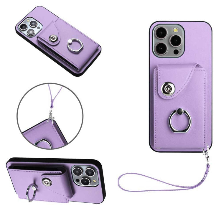 Organ Card Bag Ring Holder PU Phone Case with Lanyard, For iPhone SE 2022/SE 2020/6/7/8, For iPhone 13 Pro Max, For iPhone 13 Pro, For iPhone 13