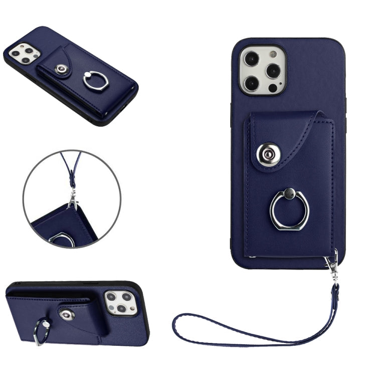 Organ Card Bag Ring Holder PU Phone Case with Lanyard, For iPhone 13 mini, For iPhone 12, For iPhone 12 Pro Max, For iPhone 12 Pro