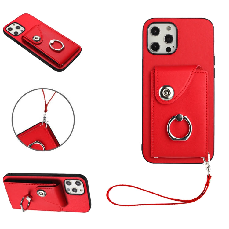 Organ Card Bag Ring Holder PU Phone Case with Lanyard, For iPhone 13 mini, For iPhone 12, For iPhone 12 Pro Max, For iPhone 12 Pro