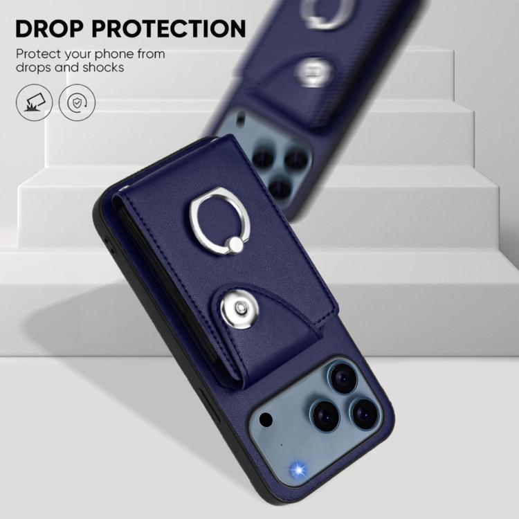 Organ Card Bag Ring Holder PU Phone Case with Lanyard, For iPhone 17 Pro Max, For iPhone 17 Pro, For iPhone 17, For iPhone Air